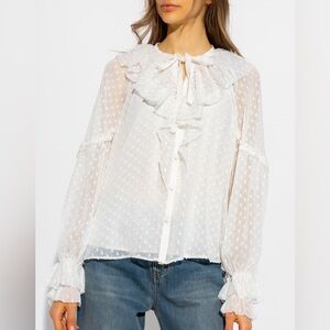 All Saints Ava White Polka Dot Blouse with Cami
